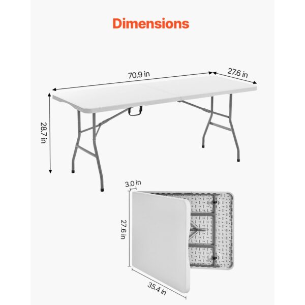 VEVOR Klapptisch Buffettisch tragbarer Allzwecktisch 180 cm, weiß – Bild 4
