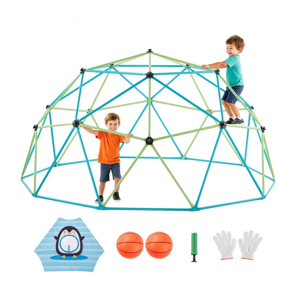 VEVOR Kletterkuppel geometrisches Klettergerüst (305 cm breit) mit Handschuhen & 2 Basketbällen