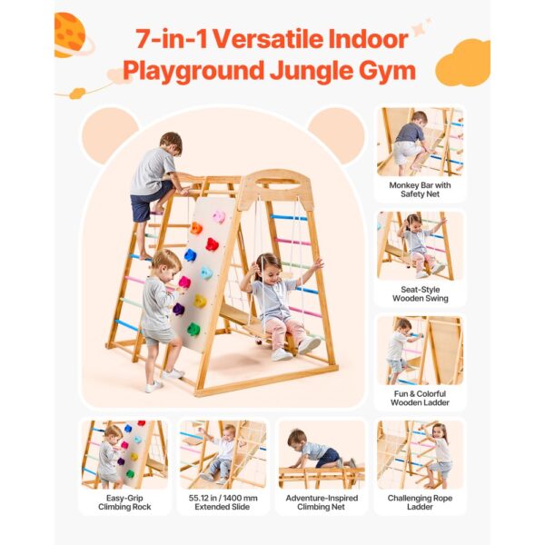 VEVOR Indoor Spielplatz Klettergerüst (7 in 1) aus Holz – Bild 2