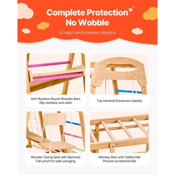 VEVOR Indoor Spielplatz Klettergerüst (7 in 1) aus Holz – Bild 4