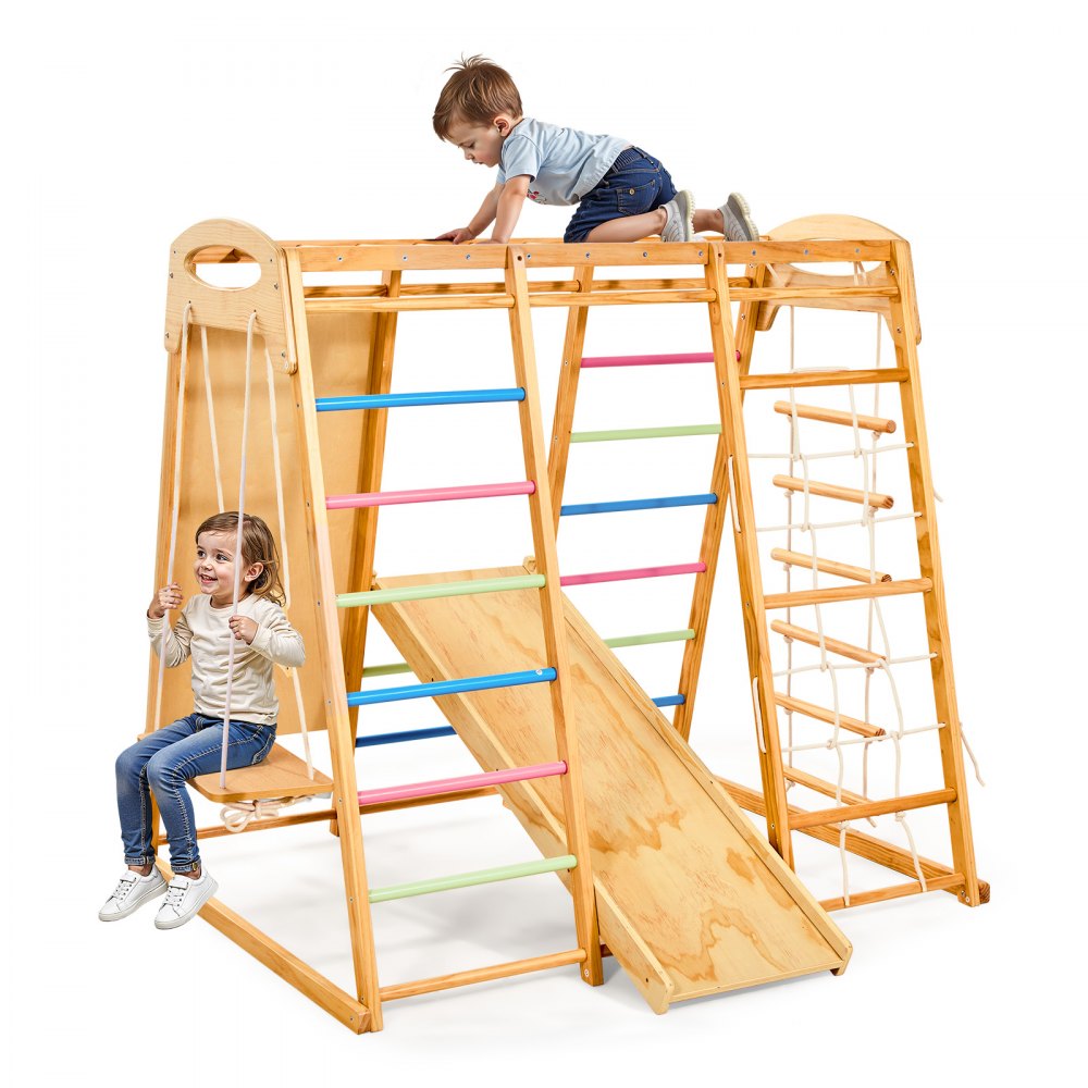 VEVOR Indoor Spielplatz Klettergerüst (7 in 1) aus Holz