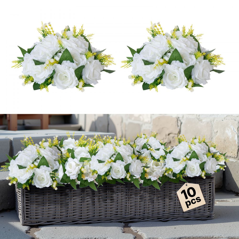 VEVOR Kunstblumen 10 Stück, 240 x 240 x 120 mm, Seidenrosen für Hochzeits-Tisch-& Heimtischdekorationen