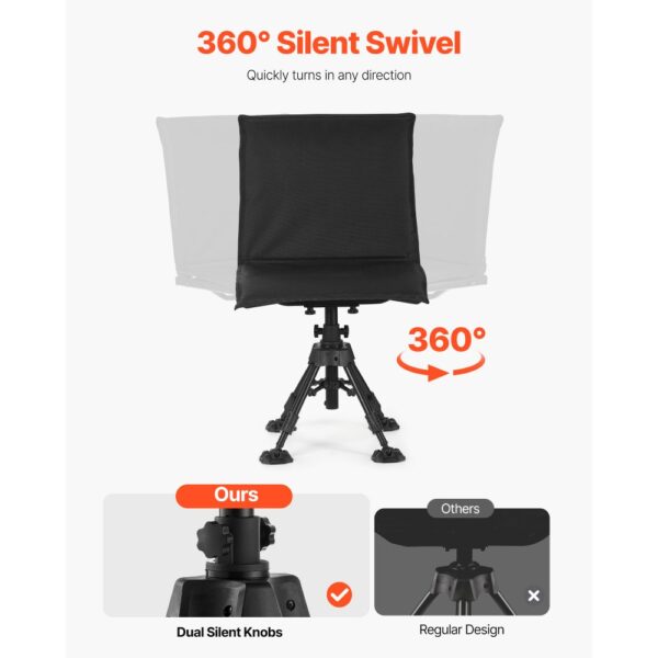 VEVOR Faltstuhl Campingstuhl Anglerstuhl mit Stahlrahmen & Sitzbezug & Drehfüßen, für Picknick Outdoor – Bild 3
