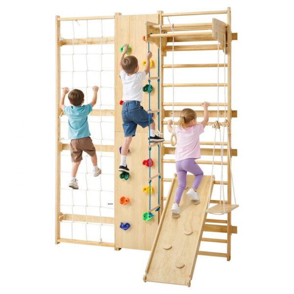 VEVOR schwedische Leiterwand 9 in 1 12-stufiges Kletterspielzeug aus Massivholz 100 kg belastbares