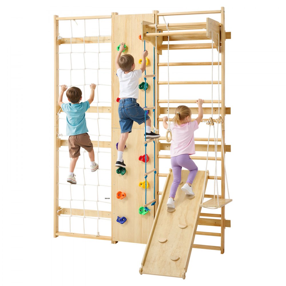 VEVOR schwedische Leiterwand 9 in 1 12-stufiges Kletterspielzeug aus Massivholz 100 kg belastbares
