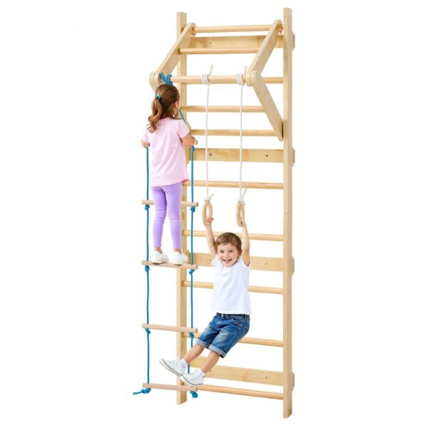 VEVOR schwedische Leiterwand 4 in 1 8-stufiges Kletterspielzeug aus Massivholz 100 kg belastbares