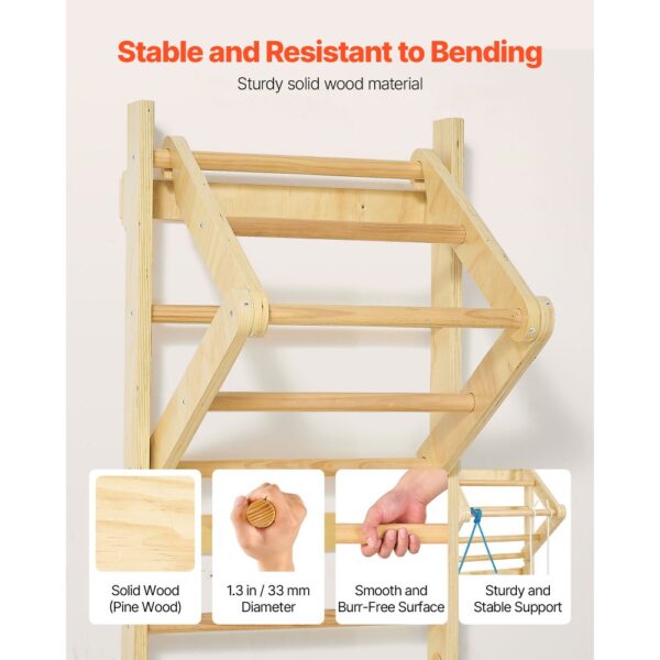 VEVOR schwedische Leiterwand 4 in 1 8-stufiges Kletterspielzeug aus Massivholz 100 kg belastbares – Bild 4