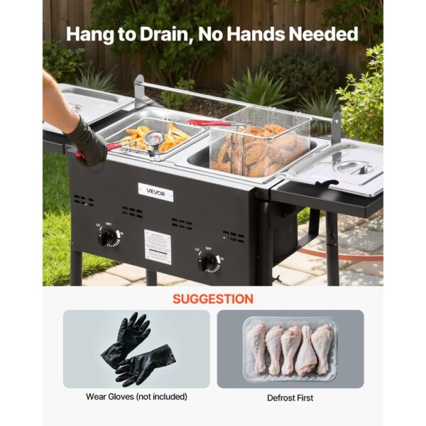 VEVOR Propan-Fritteuse Outdoor gewerbliche Fritteuse mit 2 Tanks (9 L x 2) – Bild 5 VEVOR Propan-Fritteuse Outdoor gewerbliche Fritteuse mit 2 Tanks (9 L x 2) – Bild 5