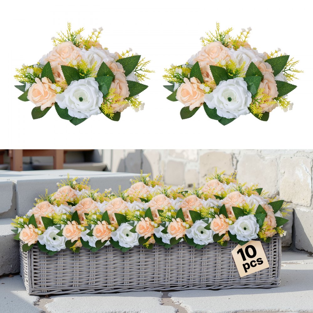 VEVOR Kunstblumen, 10 Stück, 240x240x120 mm, künstliche Blumenkugeln, Rosenarrangements für Hochzeiten