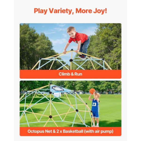 VEVOR Kletterkuppel geometrisches Klettergerüst mit 2 Basketbällen & Netz (305 cm) – Bild 3