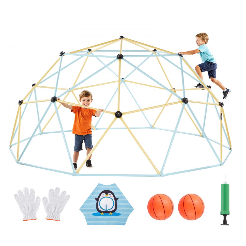 VEVOR Kletterkuppel geometrisches Klettergerüst mit 2 Basketbällen & Netz (305 cm)