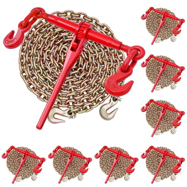 VEVOR Ratschenspanner mit Zurrketten G80 10 mm x 3 m, 8er-Set, Spannkraft 4173 kg VEVOR Ratschenspanner mit Zurrketten G80 10 mm x 3 m, 8er-Set, Spannkraft 4173 kg