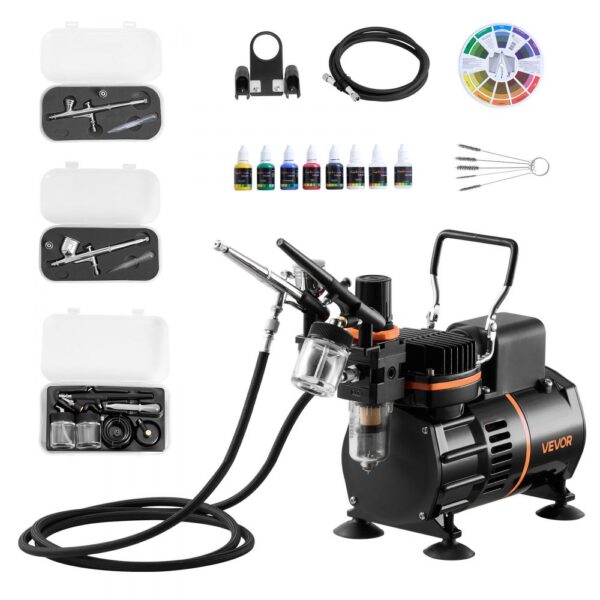 VEVOR Airbrush Set 1/6 PS mit Luftkompressor, für Kuchendekoration Modellmalerei Nagelkunst