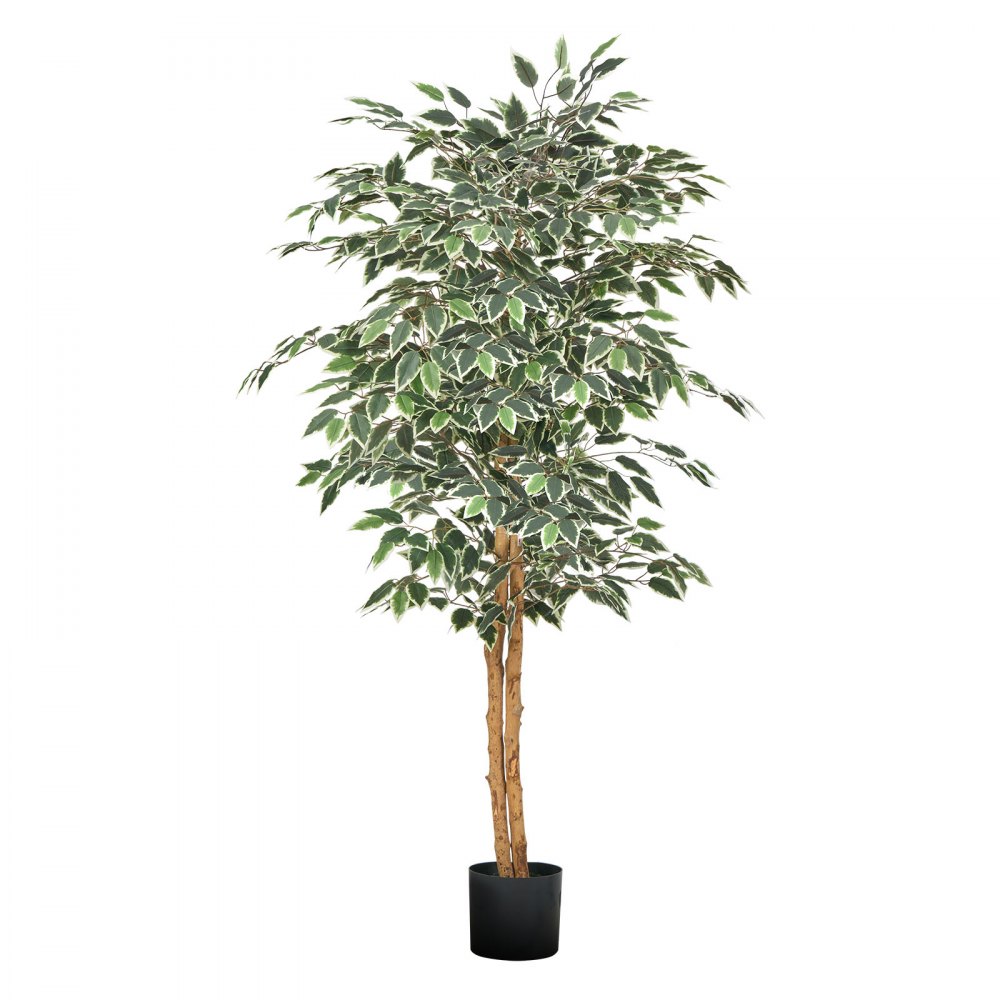 VEVOR Künstlicher Ficusbaum, 1524 mm, mit schwarzem Topf, Seidenbaum für Innenbereich