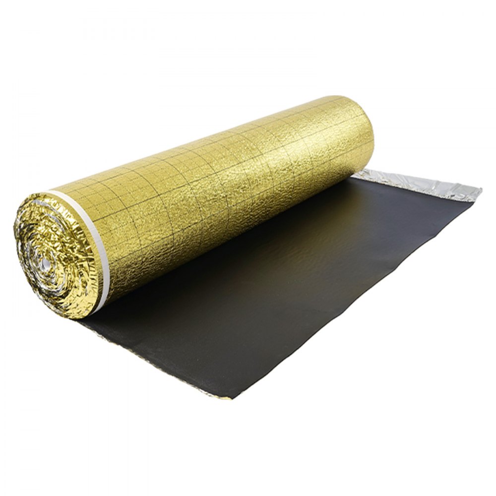 VEVOR Trittschalldämmung, 18,6 m²/Rolle, 3-in-1 3 mm dicke Dämmungunterlage mit Klebeband & Dampfsperre