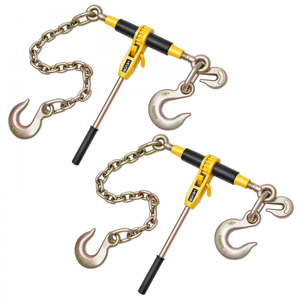 VEVOR Ratschenspanner mit Zurrketten G80 10 mm x 62 cm, 2er-Set, Tragkraft 4173 kg