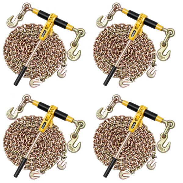 VEVOR Ratschenspanner mit Zurrketten G80 10 mm x 6,1 m, 4er-Set, Spannkraft 4173 kg VEVOR Ratschenspanner mit Zurrketten G80 10 mm x 6,1 m, 4er-Set, Spannkraft 4173 kg