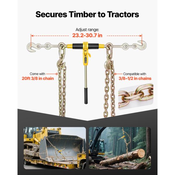 VEVOR Ratschenspanner mit Zurrketten G80 10 mm x 6,1 m, 4er-Set, Spannkraft 4173 kg – Bild 3 VEVOR Ratschenspanner mit Zurrketten G80 10 mm x 6,1 m, 4er-Set, Spannkraft 4173 kg – Bild 3