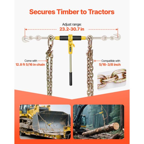 VEVOR Ratschenspanner 3628 kg, Spannzurrketten G80, Holzfällerei (4er-Pack) – Bild 3