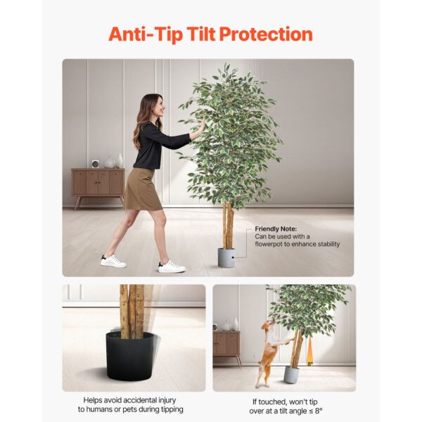 VEVOR Künstlicher Ficusbaum, 1,8 m, mit schwarzem Topf, Seidenbaum für Innenbereich – Bild 5
