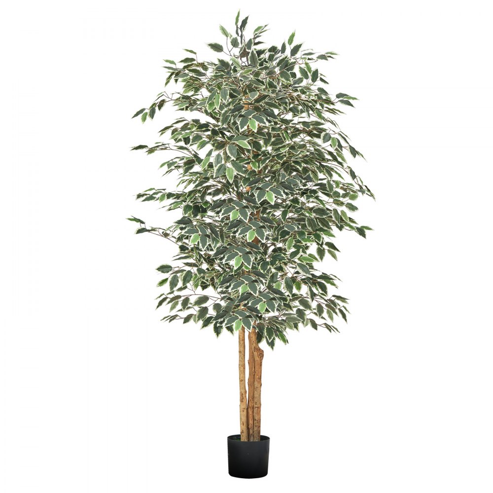 VEVOR Künstlicher Ficusbaum, 1,8 m, mit schwarzem Topf, Seidenbaum für Innenbereich