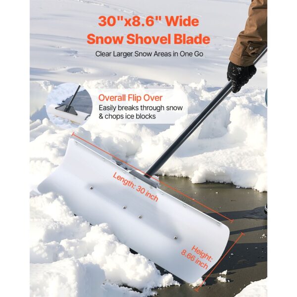 VEVOR Schneeschaufel, 76 cm Schneeschieber mit ergonomischem Griff, Klinge aus HDPE-Kunststoff – Bild 2