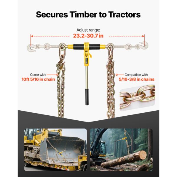 VEVOR Ratschenspanner mit Zurrketten G80 8 mm x 3 m, 2er-Set, Spannkraft 3629 kg – Bild 3