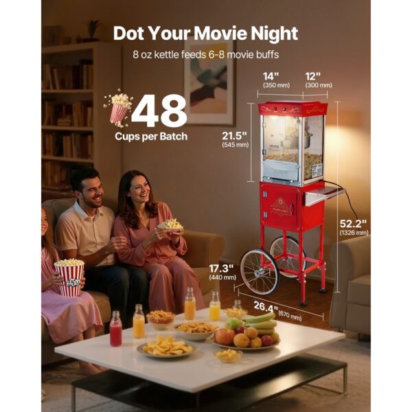 VEVOR Popcornmaschine Popcornautomat mit Kessel & Wagen, 800 W kommerzieller Popcornmaker, 1 Portionierer – Bild 2 VEVOR Popcornmaschine Popcornautomat mit Kessel & Wagen, 800 W kommerzieller Popcornmaker, 1 Portionierer – Bild 2