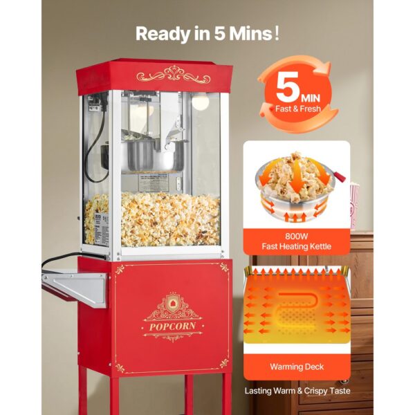 VEVOR Popcornmaschine Popcornautomat mit Kessel & Wagen, 800 W kommerzieller Popcornmaker, 1 Portionierer – Bild 4 VEVOR Popcornmaschine Popcornautomat mit Kessel & Wagen, 800 W kommerzieller Popcornmaker, 1 Portionierer – Bild 4