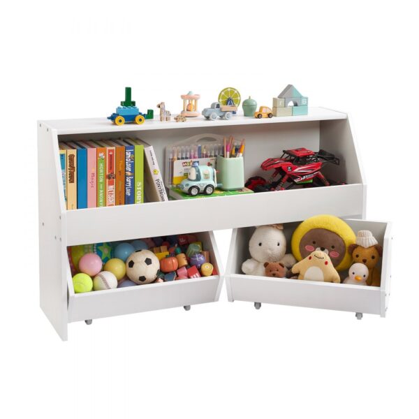 VEVOR Kinderregal Bücherregal aus Holz mit Stauraum, Spielzeugschrank mit 2 mobilen Schubladen, weiß VEVOR Kinderregal Bücherregal aus Holz mit Stauraum, Spielzeugschrank mit 2 mobilen Schubladen, weiß