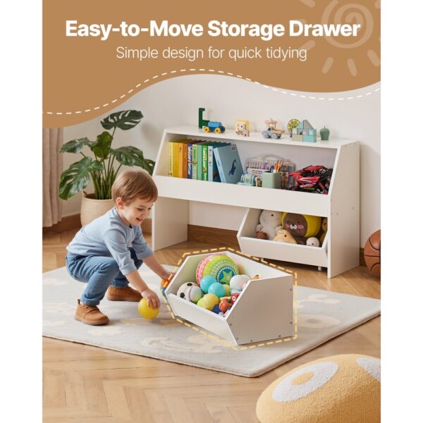 VEVOR Kinderregal Bücherregal aus Holz mit Stauraum, Spielzeugschrank mit 2 mobilen Schubladen, weiß – Bild 4 VEVOR Kinderregal Bücherregal aus Holz mit Stauraum, Spielzeugschrank mit 2 mobilen Schubladen, weiß – Bild 4