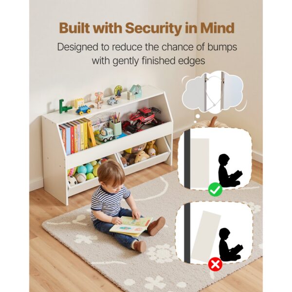 VEVOR Kinderregal Bücherregal aus Holz mit Stauraum, Spielzeugschrank mit 2 mobilen Schubladen, weiß – Bild 5 VEVOR Kinderregal Bücherregal aus Holz mit Stauraum, Spielzeugschrank mit 2 mobilen Schubladen, weiß – Bild 5