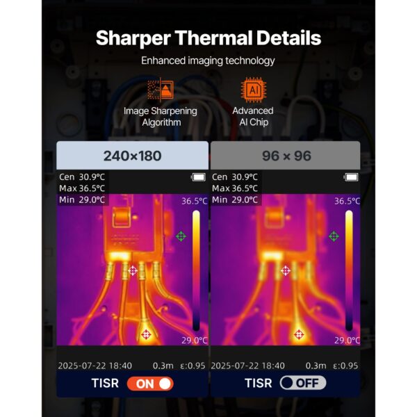 VEVOR Wärmebildkamera, TISR Superauflösung 240x180, handheld Thermokamera mit 2 MP visueller Kamera – Bild 2