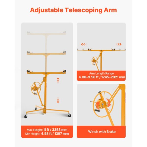 VEVOR Plattenheber bis max. 68 kg, 3353 mm Höhe, Gipskartonheber mit verstellbarem Teleskoparm – Bild 3 VEVOR Plattenheber bis max. 68 kg, 3353 mm Höhe, Gipskartonheber mit verstellbarem Teleskoparm – Bild 3