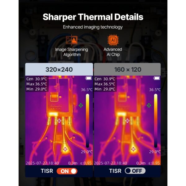VEVOR Wärmebildkamera, 320x240 TISR Superauflösung, Thermokamera mit 2MP visueller Kamera – Bild 2