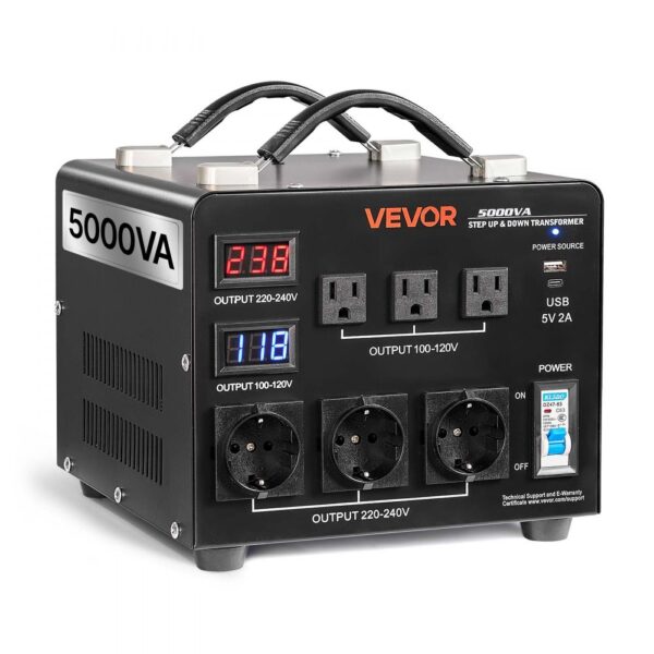 VEVOR Spannungswandler-Transformator, 5000 VA, 110 V auf 220 V & 220 V auf 110 V