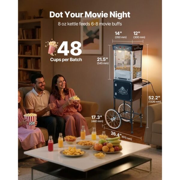 VEVOR Popcornmaschine Popcornautomat mit Kessel & Wagen, 800 W kommerzieller Popcornmaker, 1 Portionierer – Bild 2 VEVOR Popcornmaschine Popcornautomat mit Kessel & Wagen, 800 W kommerzieller Popcornmaker, 1 Portionierer – Bild 2