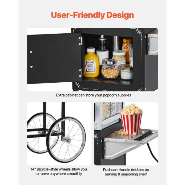 VEVOR Popcornmaschine Popcornautomat mit Kessel & Wagen, 800 W kommerzieller Popcornmaker, 1 Portionierer – Bild 5 VEVOR Popcornmaschine Popcornautomat mit Kessel & Wagen, 800 W kommerzieller Popcornmaker, 1 Portionierer – Bild 5