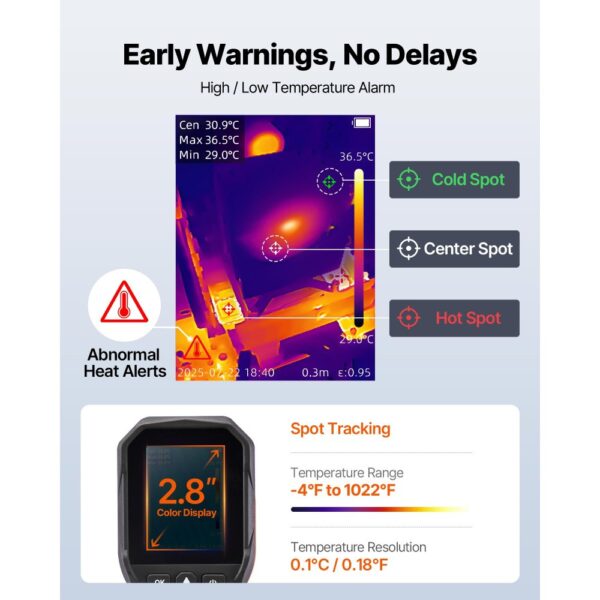VEVOR Wärmebildkamera, 320 x240 TISR Superauflösung, handheld Thermokamera mit 2MP visueller Kamera – Bild 4