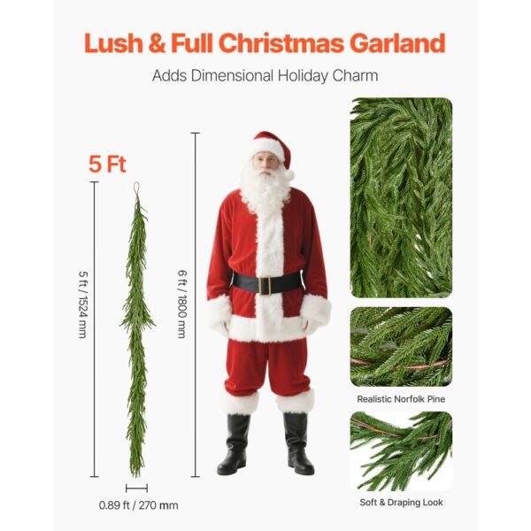 VEVOR Weihnachtsgirlande, 1524 mm, realistische Norfolk-Kieferngirlande – Bild 2 VEVOR Weihnachtsgirlande, 1524 mm, realistische Norfolk-Kieferngirlande – Bild 2