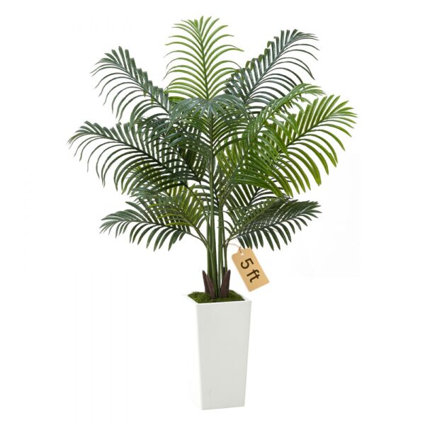 VEVOR Künstliche Areca-Palme, 1,52 m, künstliche tropische Palmenpflanzen mit weißem Pflanzgefäß