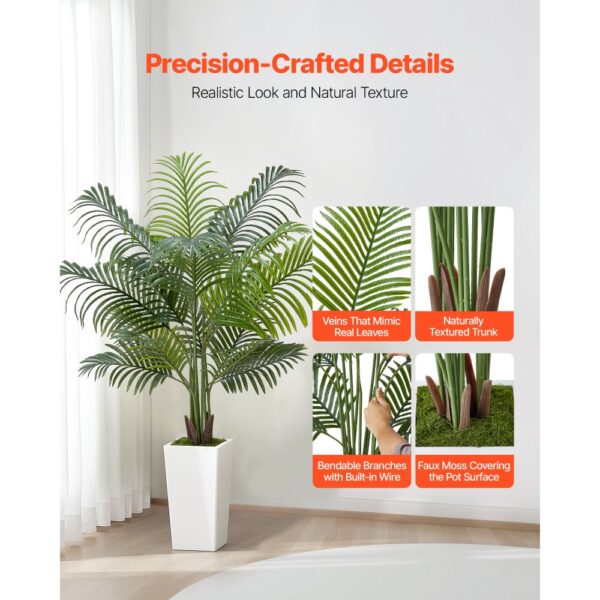 VEVOR Künstliche Areca-Palme, 1,52 m, künstliche tropische Palmenpflanzen mit weißem Pflanzgefäß – Bild 2