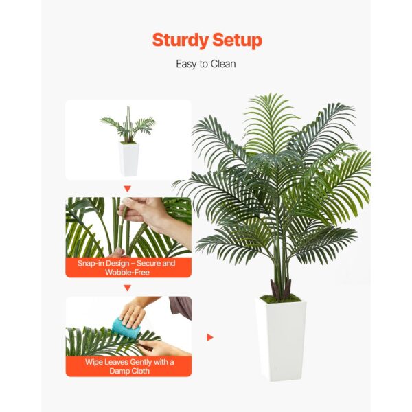 VEVOR Künstliche Areca-Palme, 1,52 m, künstliche tropische Palmenpflanzen mit weißem Pflanzgefäß – Bild 4