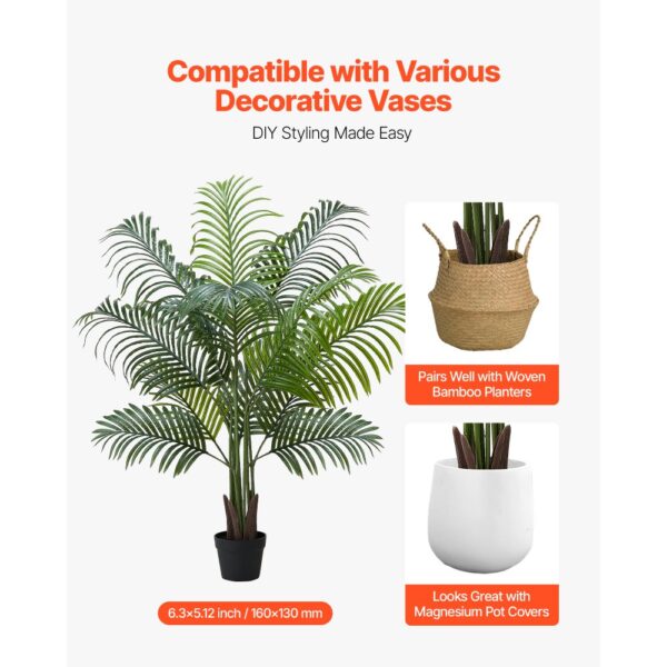 VEVOR Künstliche Areca-Palme, 1,52 m, künstliche tropische Palmenpflanzen mit weißem Pflanzgefäß – Bild 5