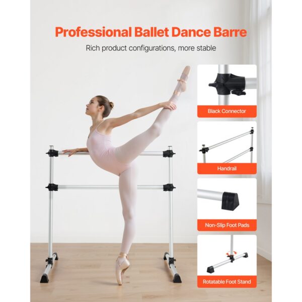 VEVOR Ballettstange Tanzstange freistehende Doppelstange (136 kg belastbar), Gleichgewichtstraining – Bild 3
