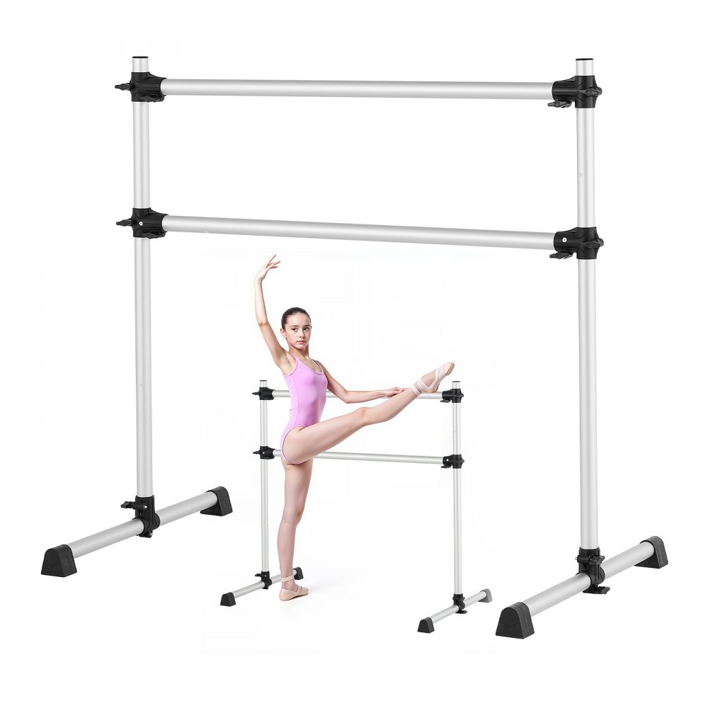 VEVOR Ballettstange Tanzstange freistehende Doppelstange (136 kg belastbar), Gleichgewichtstraining