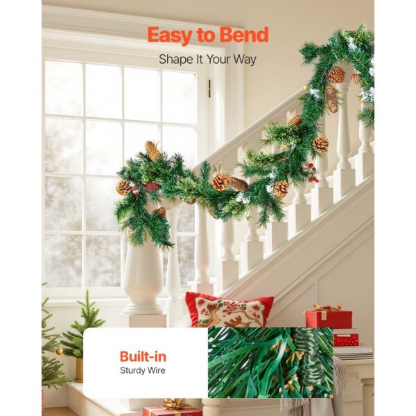 VEVOR Weihnachtsgirlande, 2750 mm künstliche Tannengirlande mit Lichterkette, Tannennadeln – Bild 5 VEVOR Weihnachtsgirlande, 2750 mm künstliche Tannengirlande mit Lichterkette, Tannennadeln – Bild 5