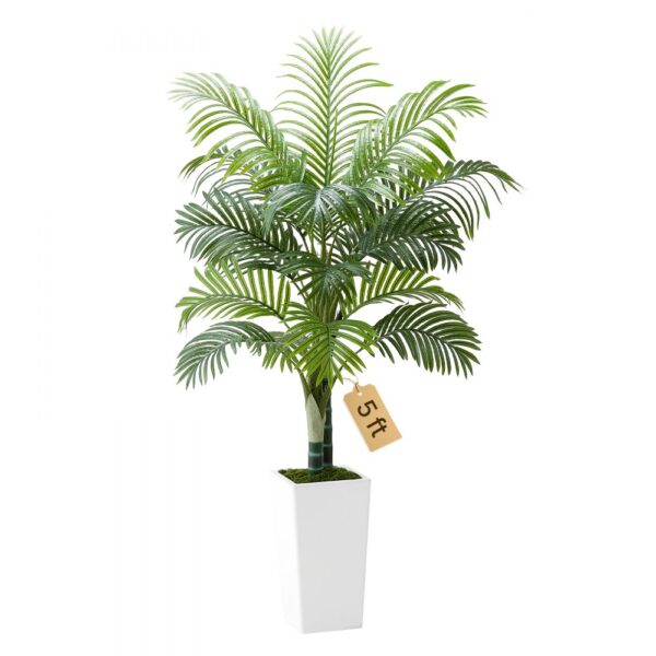 VEVOR Künstliche Areca-Palme, 1,52 m, tropische Kunstpalme mit weißem, hohem Pflanzgefäß