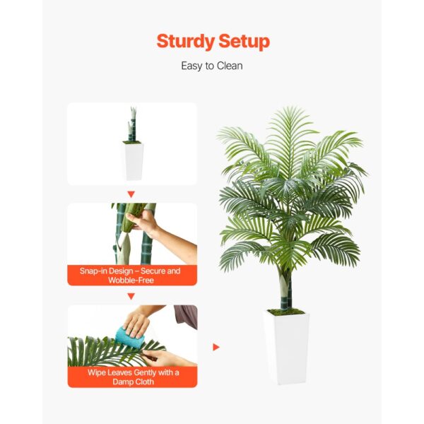 VEVOR Künstliche Areca-Palme, 1,52 m, tropische Kunstpalme mit weißem, hohem Pflanzgefäß – Bild 4