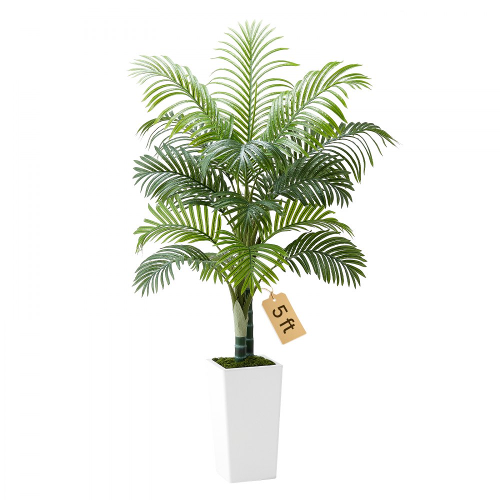 VEVOR Künstliche Areca-Palme, 1,52 m, tropische Kunstpalme mit weißem, hohem Pflanzgefäß